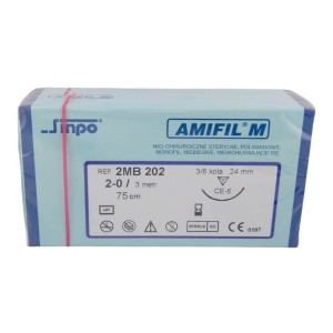 Szwy AMIFIL M 2-0 CE-6 24mm 75cm nici     chirurgiczne niewchłanialne 3/8 koła ref. 2MB 202 (10szt.)