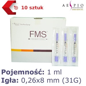 STRZYKAWKA insulinowa FMS 1,0ml U100      z igłą wtopioną 31G 0,26 x 8 mm Ultra-Thin Wall Fine Micro Syringe (10 SZTUK)