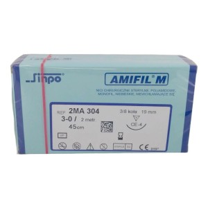 Szwy AMIFIL M 3-0 CE-4 19mm 45cm nici     chirurgiczne niewchłanialne 3/8 koła ref. 2MA 304 PK (10szt.)