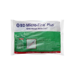 Syringes BD MICRO-FINE PLUS 1ml U40 insulin with integrated needle 0,33 x 12,7 BOX ref. 320910 (100 pcs)