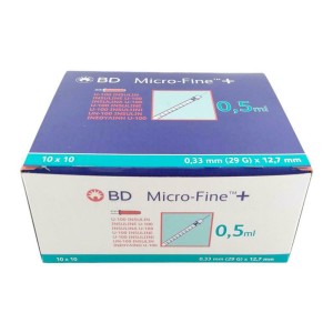 Strzykawki EMBECTA MICRO-FINE 0,5ml U100  insulinowe z igłą 29G 0,33 x 12,7 wtopioną PUDEŁKO ref. 324824 (10x10szt.)