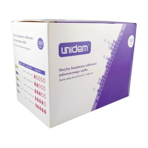 Sterile safety blood lancets UNIDEM 2,4 mm (200 pcs) disposable green needle 21G ref. SBL2D