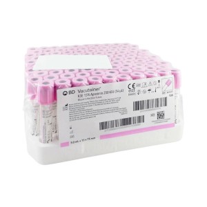 Probówki do analizy hormonów z K3EDTA     i aprotyniną 5ml BD VACUTAINER 13 x 75mm SZKŁO korek różowy Hemogard ref. 361017 PROMOCJA (100 szt.)