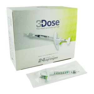 Syringes 1ml 3DOSE GREEN VLOW MEDICAL ref. 3DG125/70023 (24 pcs)