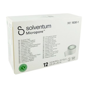 Solventum Micropore 2,5cm x 9,1m surgical non-woven tape ref. 1530-1 (12 pcs)