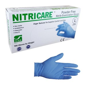 Rękawiczki nitrylowe NITRICARE rozm. L bezpudrowe niebieskie (100 szt.)