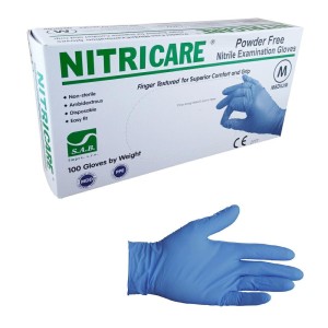Rękawiczki nitrylowe NITRICARE rozm. M bezpudrowe niebieskie (100 szt.)