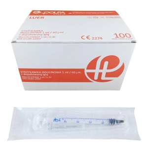 Strzykawki insulinowe POLFA 1ml U40       z igłą 0,4 x 13 nakładaną (100 szt.)