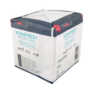 Kompresy gazowe 17N 8W 7,5x7,5cm niejałowe POLNET (100 szt.)
