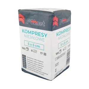 Kompresy gazowe 17N 8W 5x5cm niejałowe POLNET (100 szt.)