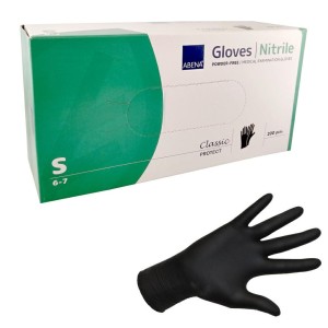 Rękawiczki nitrylowe ABENA rozmiar S CZARNE CLASSIC PROTECT bezpudrowe (200 szt.)