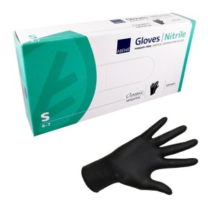 Rękawiczki nitrylowe ABENA rozmiar S CZARNE CLASSIC SENSITIVE bezpudrowe (100 szt.)