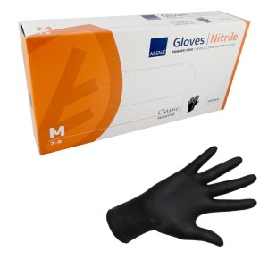Rękawiczki nitrylowe ABENA rozmiar M CZARNE CLASSIC SENSITIVE bezpudrowe (100 szt.)