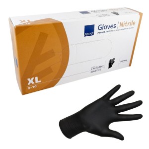 Rękawiczki nitrylowe ABENA rozmiar XL CZARNE CLASSIC SENSITIVE bezpudrowe (100 szt.)