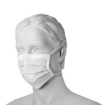 Maski chirurgiczne z TROKAMI (50 szt.) OPERO BIAŁE włókninowe 3-warstwowe