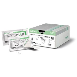 Szwy DAFILON 5/0 DS16 długość 75cm igła 3/8 koła odwrotnie tnąca (36szt.)