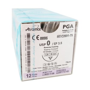 Szwy ATRAMAT PGA 0 C-26 długość 75cm      igła 1/2 koło odwrotnie tnąca ref. C2691-75 (12 szt.)