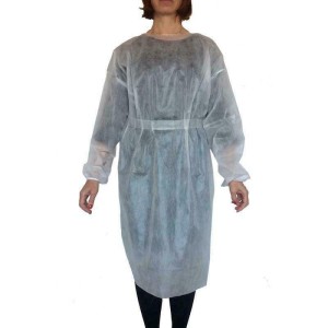 Fartuch medyczny rękaw na GUMKĘ rozm. L (10 szt.) BIAŁY włókninowy 40g niejałowy