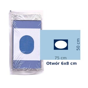 Serweta 50x75cm z OTWOREM 6x8cm PRZYLEPNYM PRIONGUARD włókninowa jałowa