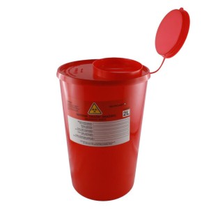 Pojemnik na odpady medyczne  2,0L WYSOKI KM-PROJEKT CZERWONY