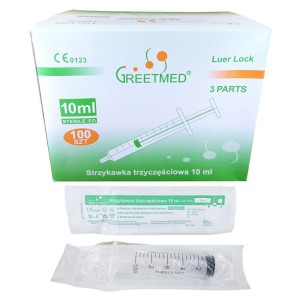 3-piece syringes GREETMED 10ml LUER LOCK breakable plunger (100 pcs)