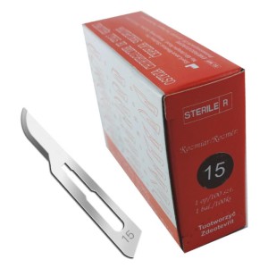 OSTRZA chirurgiczne jałowe j.u. nr 15 INTERGOS ze stali węglowej (100 szt.)