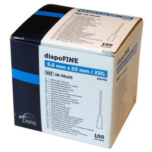 Igły iniekcyjne DISPOFINE 0,6 x 25 23G x 1/2" niebieskie (100 szt.)