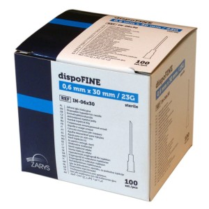 Igły iniekcyjne DISPOFINE 0,6 x 30 23G x 1 1/4" niebieskie (100 szt.)