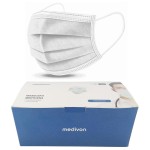 Maseczki chirurgiczne z GUMKAMI typ II (50 szt.) MEDIVON BIAŁE włókninowe 3-warstwowe
