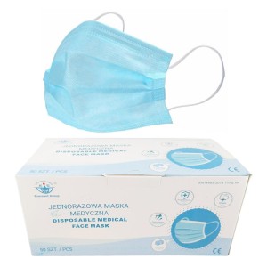 Maseczki chirurgiczne z GUMKAMI typ IIR (50 szt.) EVEREAST MEDICAL NIEBIESKIE włókninowe 3-warstwowe