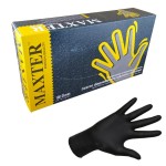 Rękawiczki MAXTER CZARNE rozmiar S nitrylowe bezpudrowe (100 szt.)