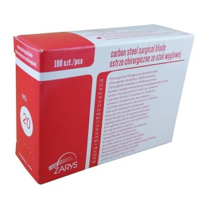 OSTRZA chirurgiczne ZARYS nr 20 jałowe ze STALI WĘGLOWEJ (100 szt.)