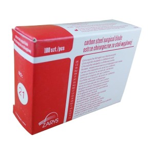OSTRZA chirurgiczne ZARYS nr 21 jałowe ze STALI WĘGLOWEJ (100 szt.)