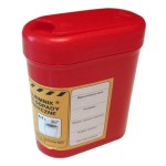 Medical waste container 0,7L FLAT PLASPOL RED