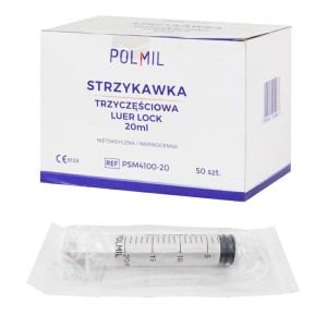 Strzykawki 3-częściowe POLMIL 20ml LUER LOCK (50 szt.)