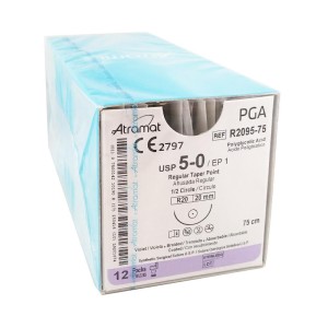 Szwy ATRAMAT PGA 5/0 R-20 długość 75cm    igła 1/2 koła okrągła ref. R2095-75 (12 szt.)