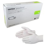 Rękawiczki lateksowe SANTEX rozmiar S powdered PUDROWANE GŁADKIE smooth (100 szt.)