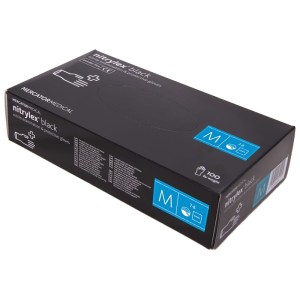 Rękawiczki NITRYLEX BLACK rozmiar M       nitrylowe CZARNE bezpudrowe ref. RD30104003_0422 (100 szt.)