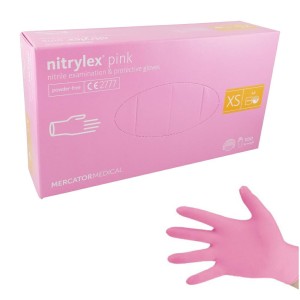 Rękawiczki NITRYLEX PINK rozm. XS nitrylowe RÓŻOWE bezpudrowe (100 szt.)