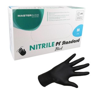 Rękawiczki MASTER GLOVE CZARNE rozm. M NITRILE PF Standard nitrylowe bezpudrowe (100 szt.)