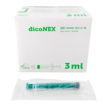 3-piece syringes DICONEX 3ml LUER LOCK green plunger (100 pcs)