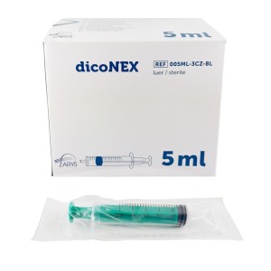 Strzykawki 3-częściowe DICONEX 5ml LUER   zielony tłok (100 szt.)