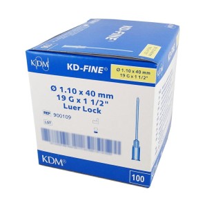 Igły iniekcyjne KD-Fine 1,1 x 40 19G      x 1 1/2" kremowe ref. 900109 (100 szt.)