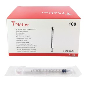 3-piece syringes METIER 1ml Luer-Lock (100 pcs)