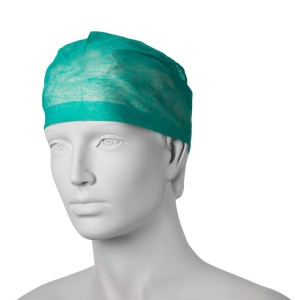 Surgeon's cap with elastic back GREEN OPERO non-woven BOX (100 pcs)