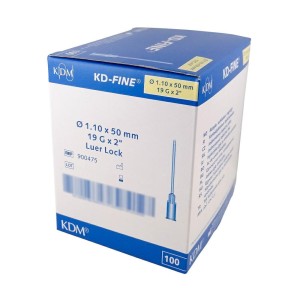 Igły iniekcyjne KD-Fine 1,1 x 50 19G      x 2" beżowy ref. 900475 (100 szt.)