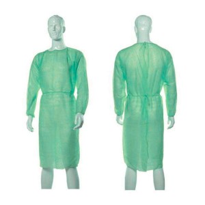 Medical gown with CUFFS size L (10 pcs) BISMED GREEN 20g non-woven disposable