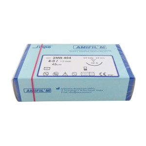 Szwy AMIFIL M 4-0 CE-6 24mm 45cm nici     chirurgiczne niewchłanialne 3/8 koła ref. 2MB 404 (10szt.)
