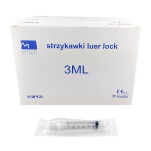 Strzykawki 3-częściowe DISPOSABLE 3ml     LUER LOCK MEDICAL BROKERS (100 szt.)