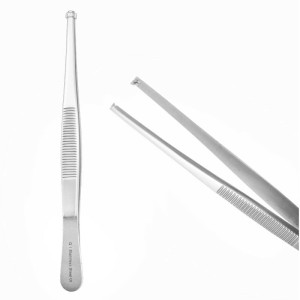 Pęseta CHIRURGICZNA 10,5cm 1 na 2 ząbki IAA Surgical stal chirurgiczna niejałowe